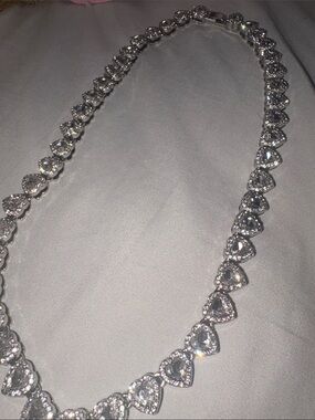 Silver Heart Tennis Necklace - Women Jewelry